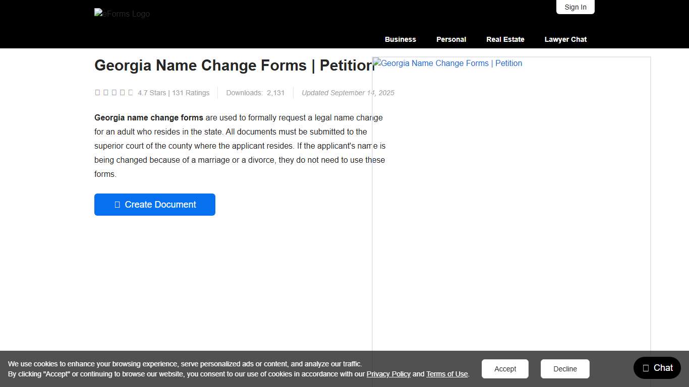 Free Georgia Name Change Forms - PDF – eForms