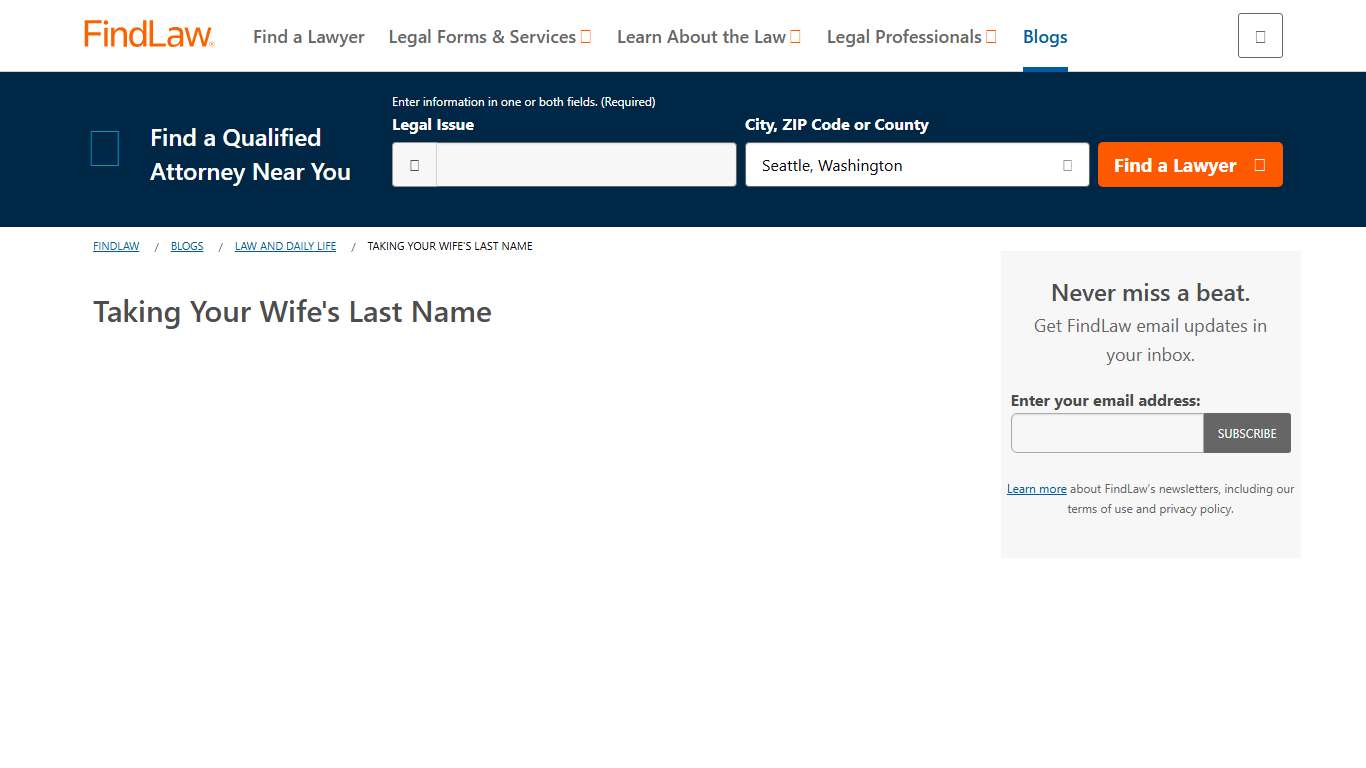 Taking Your Wife's Last Name - FindLaw
