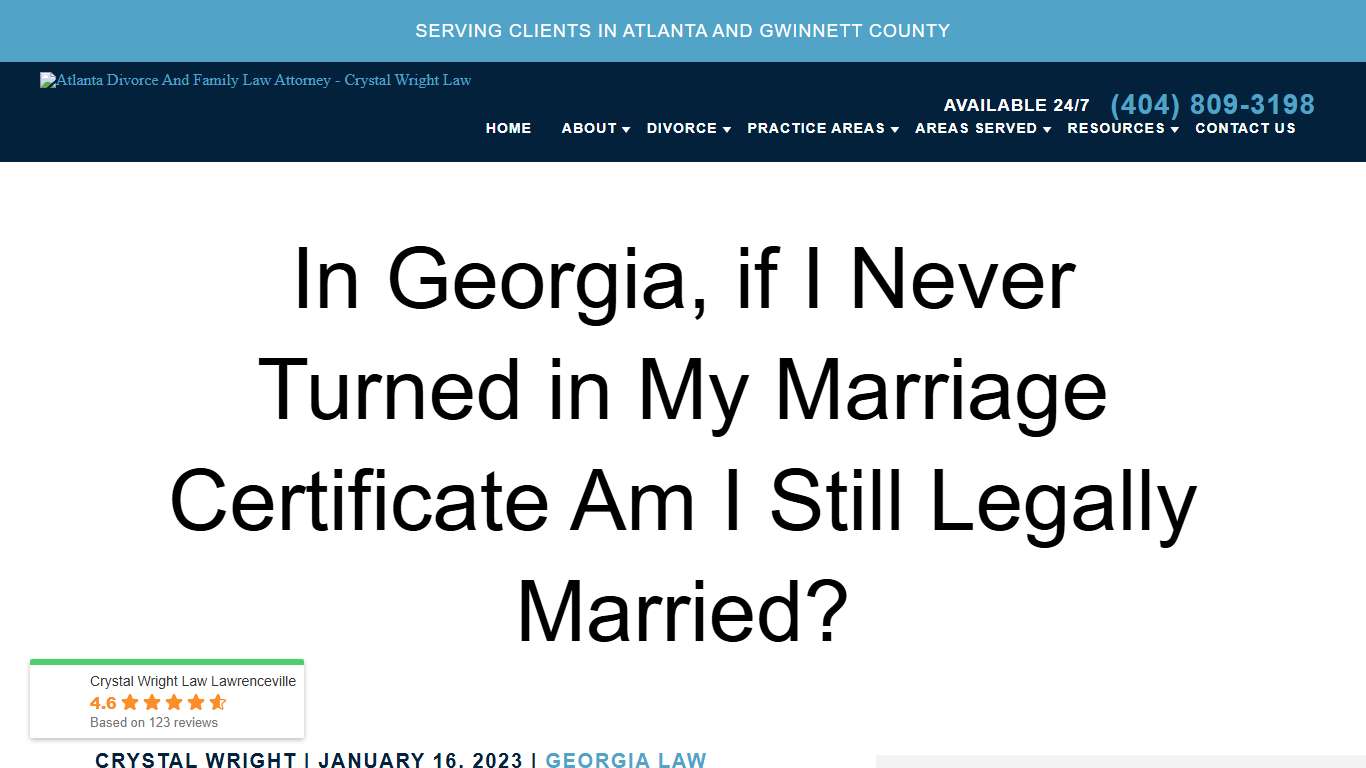 In Georgia, if I Never Turned in My Marriage Certificate Am I Still Legally Married? - Lawrenceville, GA - Crystal Wright Law