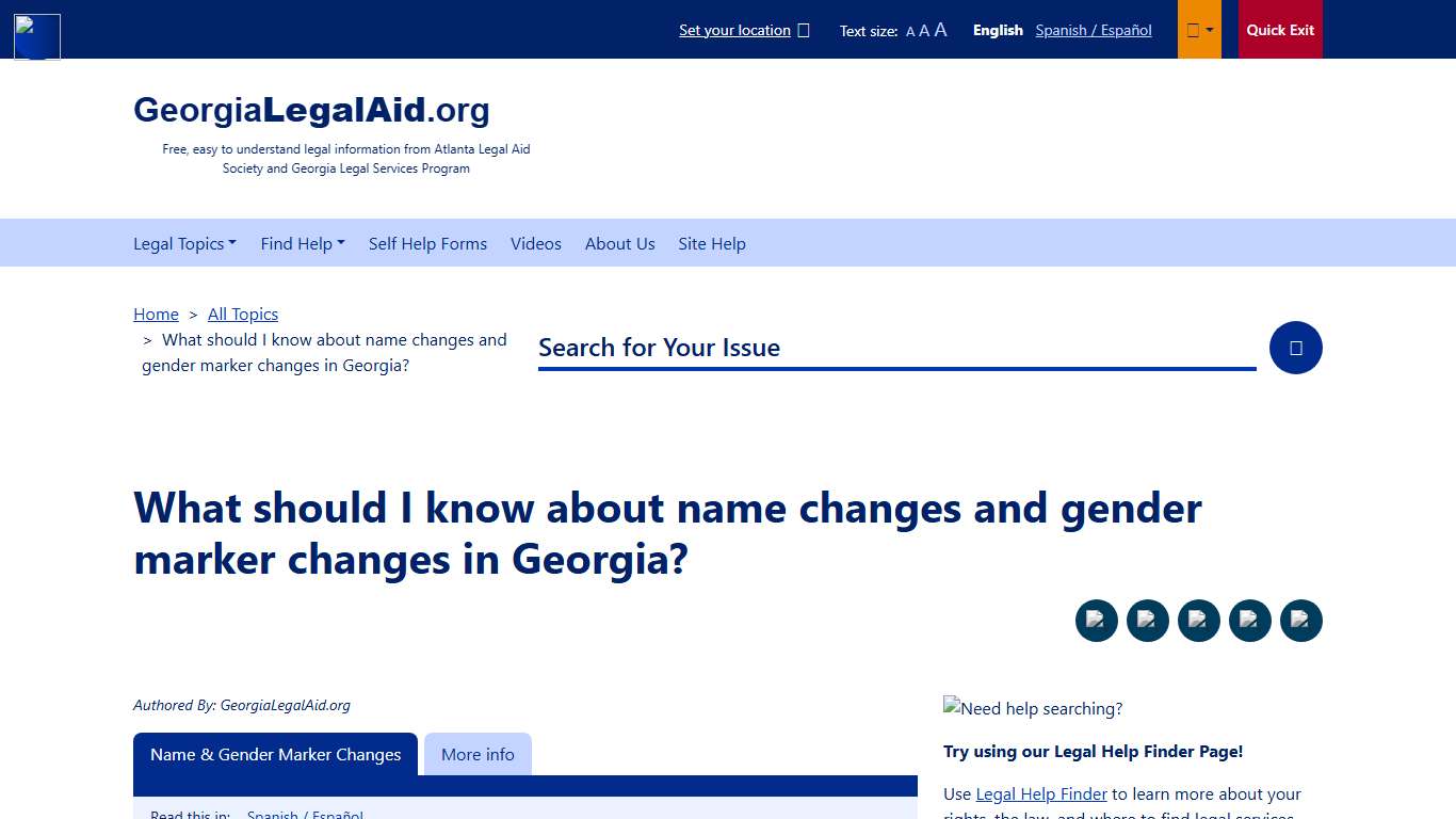 What should I know about name changes and gender marker changes in Georgia? GeorgiaLegalAid.org Free, easy to understand legal information and resources